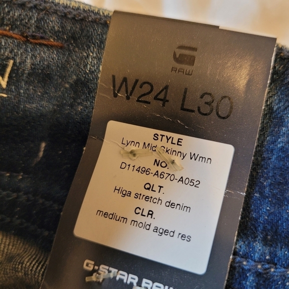 NWT G-Star Restored Denim Lynn mid skinny jeans size W24/L30 - Picture 13 of 16
